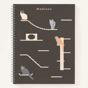 Süße Katzen auf Katzenwandmöbeln Dunkelgrau Notizbuch