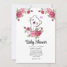 Süße Katzen-Blumen-Baby-Shower-Einladung