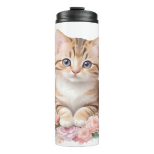 Süße Katzen-Blumen-Welt Fantasievolle Katzen-Blüte Thermosbecher