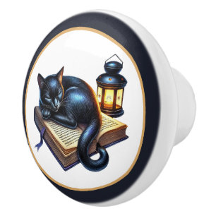 Süße Katzen-Buch-Ecke Bibliothek Leseliebhaber  Keramikknauf
