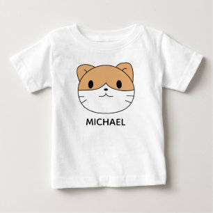 Süße Katzen-Cartoon-Gesicht Personalisiert Baby T-shirt