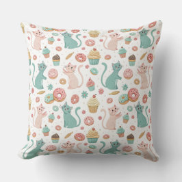 Süße Katzen & Cupcakes Muster - Kawaii Kätzchen Ku Kissen
