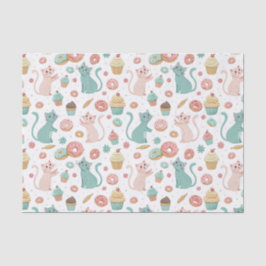 Süße Katzen & Cupcakes Muster - Kawaii Kätzchen Ku Seidenpapier