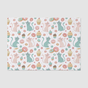 Süße Katzen & Cupcakes Muster - Kawaii Kätzchen Ku Seidenpapier