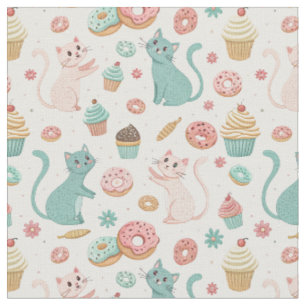 Süße Katzen & Cupcakes Muster - Kawaii Kätzchen Ku Stoff