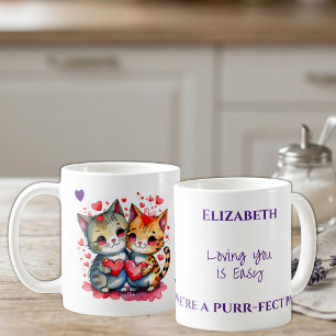 Süße Katzen, die dich lieben, personalisierter Nam Kaffeetasse