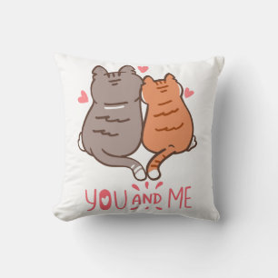 Süße Katzen Du und Ich Herz Schwänze Kissen