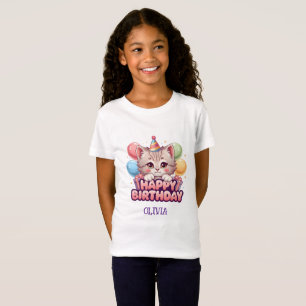 Süße Katzen-Geburtstagsfee Personalisiert Kinder T-Shirt