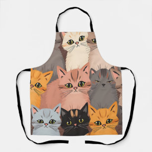 Süße Katzen-Gesichter illustriert Muster Schürze