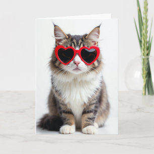 Süße Katzen-Herz-Sonnenbrille Karte