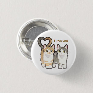 Süße Katzen in Liebesherz Schwanz Button