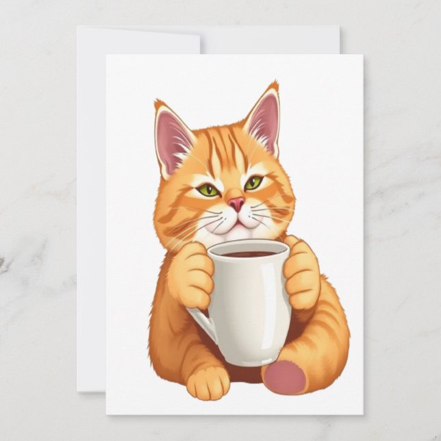 Süße Katzen Kaffee Save-the-Date-Karte Save The Date (Vorderseite)