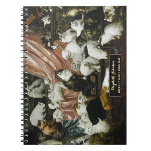 Süße Katzen Kätzchen Vintage Kunst Gold Monogramm  Notizblock