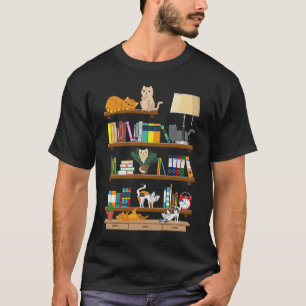 Süße Katzen Katzen Im Bücherregal Buch Bücher Büch T-Shirt