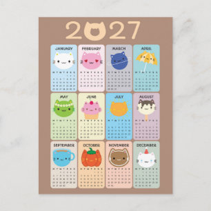 Süße Katzen & Kawaii Kätzchen 2027 Kalender Postkarte