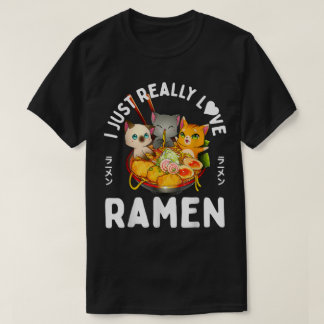 Süße Katzen lieben Ramen-Schüssel-Design T-Shirt