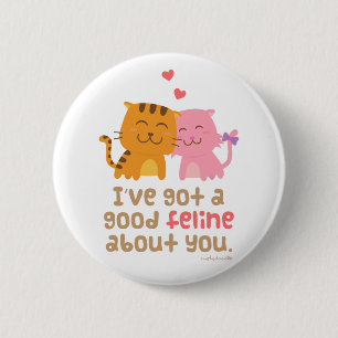 Süße Katzen Liebesgeständnis Pun Humor Button