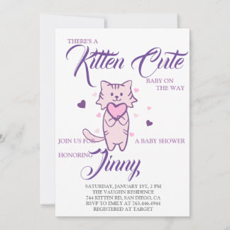 Süße Katzen Mädchen Baby Shower Einladung