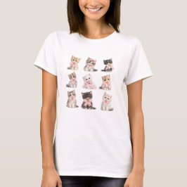 Süße Katzen mit rosa Schleife Kätzchen T-Shirt