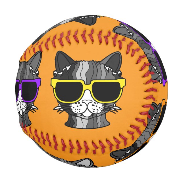 Süße Katzen mit Sonnenbrillen Baseball (Rückseite Links)