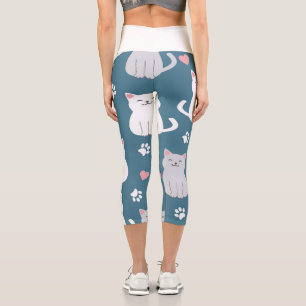 Süße Katzen Muster Hintergrund Capri Leggings