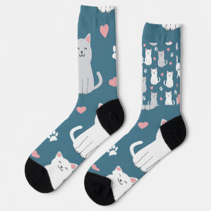 Süße Katzen Muster Hintergrund Socken