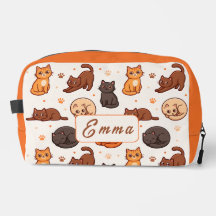 Süße Katzen Muster Individueller Monogramm Name Ki