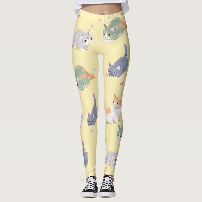 Süße Katzen-Muster-Leggings Leggings (Vorderseite)