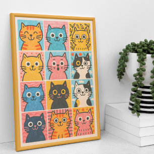 Süße Katzen Panel Collage Wandkunst Poster Druck