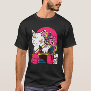 Süße Katzen-Pet-Ninja-Samurai-Japanisches-Kanji-De T-Shirt