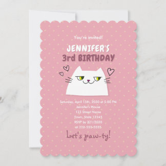 Süße Katzen Rosa Kindergeburtstag Einladung