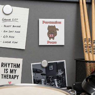 Süße Katzen-Schlagzeugerin Percussion Posse Musike Magnet