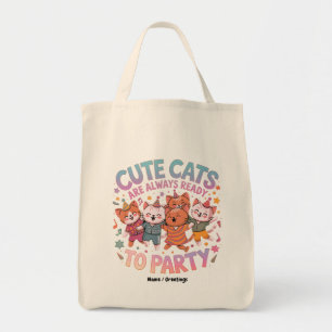 Süße Katzen sind immer bereit zu feiern - Kawaii-D Tragetasche