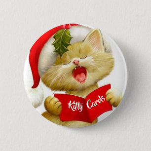 Süße Katzen singt Weihnachtslied Pin Button