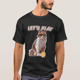 Süße Katzen-Tennisspieler-Katze spielt Tennis Vint T-Shirt