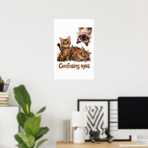 Süße Katzen-Trio-Blumenposter-Kätzchen-Kitty