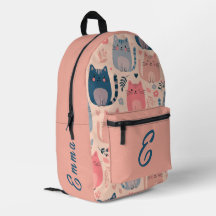 Süße Katzen und Blumenmuster individuell monogramm