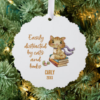 Süße Katzen und Bücher Ornament Karte