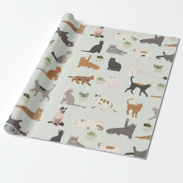 Süße Katzen und Zimmerpflanzen Geschenkpapier