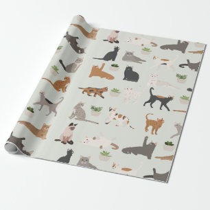 Süße Katzen und Zimmerpflanzen Geschenkpapier