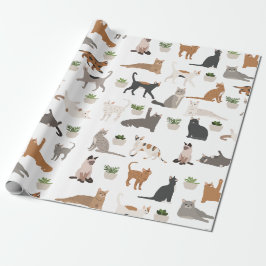 Süße Katzen und Zimmerpflanzen Geschenkpapier