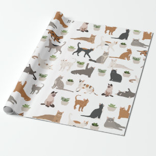 Süße Katzen und Zimmerpflanzen Geschenkpapier
