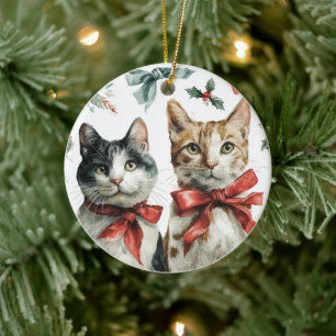 Süße Katzen-Weihnachtsdekoration Keramik Ornament
