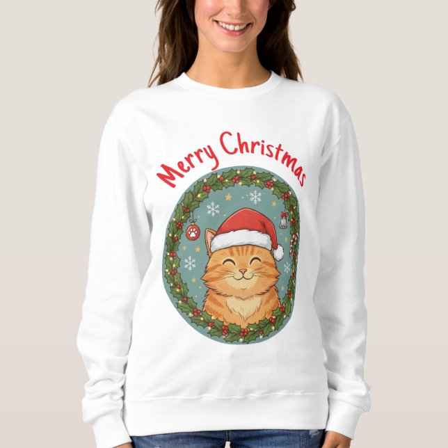 Süße Katzen-Weihnachtsgirlande  Sweatshirt (Vorderseite)
