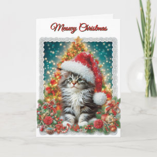Süße Katzen-Weihnachtskarte Feiertagskarte