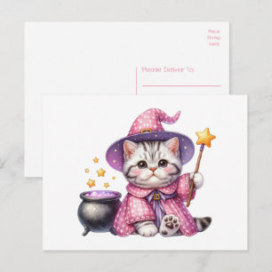 Süße Katzenbaby-Hexe Hallo, Liebe, Ich denke an Di Postkarte