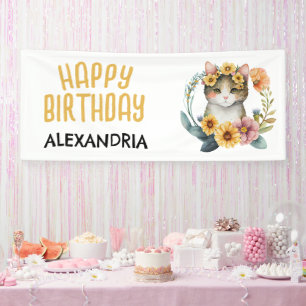 Süße Katzenbaby Kleines Mädchen Herzlichen Glückwu Banner