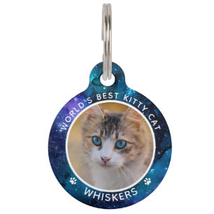 Süße Katzenfoto-Name-Pfotenabdrücke-Space-Benutzer Haustiermarke