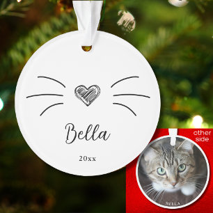 Süße Katzenfoto Weiße Verzierung Schnurrhaare Ornament