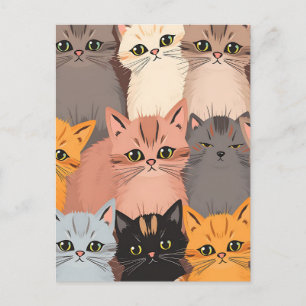 Süße Katzengesichter illustriertes Muster Postkarte